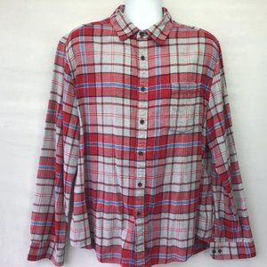 Goodfellow & Co Men's Flannel Plaid Shirt Red Long Sleeve Button Up Pocket XL